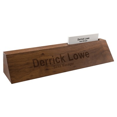Genuine Walnut Desk Wedge with Business Card Holder