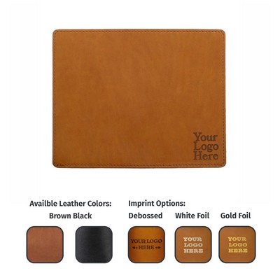 Full-Grain Leather Mouse Pad w/Decorative Stitch- Made in USA