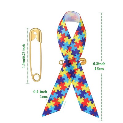 Custom Printed Awareness Rainbow Ribbons Sewn W/ Pin