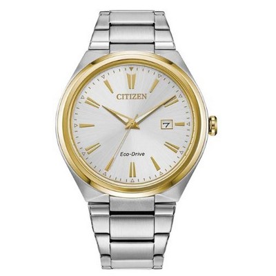 Citizen® Men's Corporate Exclusive Eco-Drive® Two Tone Watch w/Silver-Tone Dial