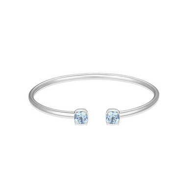 ELLE "Marble" Blue Topaz Cushion Cut Cuff Bangle - Blue