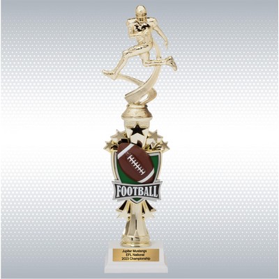 14" Assembled Trophy w/ Football Player Figure on White Base