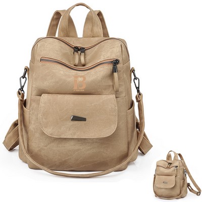 Pu Leather Backpack w/ Strap