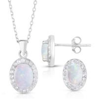 Jilco Inc. Opal Earrings & Sterling Silver Necklace Set