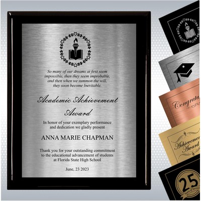 Black Piano Finish Wood Plaque Academic Achievement Gift (8" x 10")