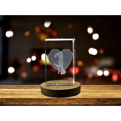 Valentine 3D Engraved Kissing Couple Trophy Award w/LED Base