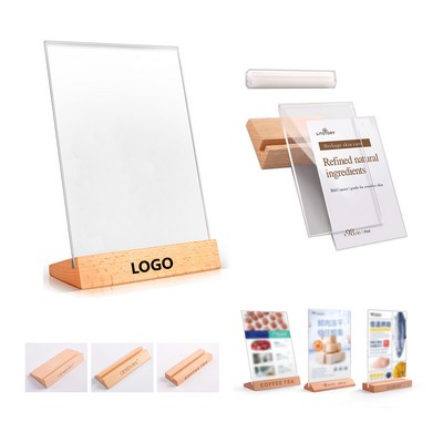 A6 Clear Acrylic Wooden Sign Base Holder