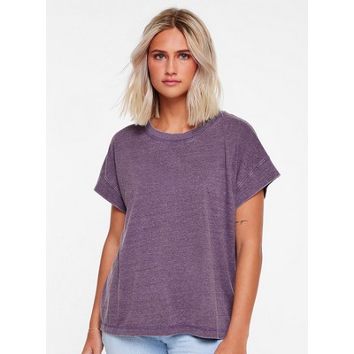 Live & Tell Ladies' Relaxed Crew Neck Drop Shoulder Short Sleeve Vintage Wash Jersey T-Shirt