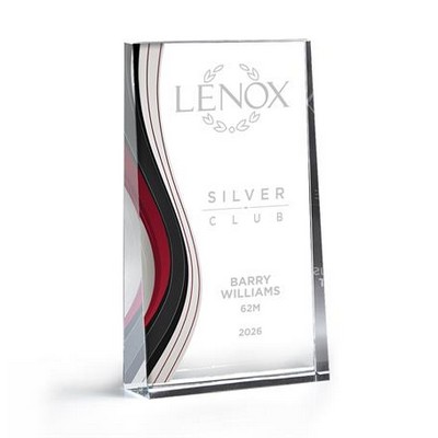 Medium Optic Crystal Wedge with Colorful Wave Design (Red)