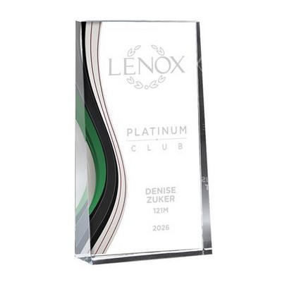 Extra Large Optic Crystal Wedge with Colorful Wave Design (Green)