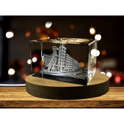Dancing House 3D Engraved Crystal Trophy Award Souvenir - Recognition of Iconic Prague Architecture
