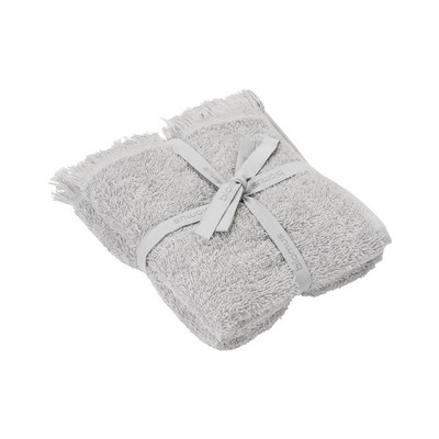 blomus Frino 2 Fringed Organic Cotton Terry Micro Chip Gray Guest Hand Towel Set