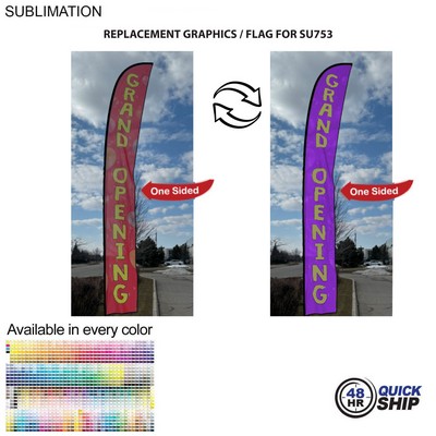 48 Hr Quick Ship - Replacement Flag for 19' X-Large Feather Flag Kit, Full Color Graphics One Side