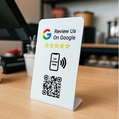 Custom Promotion Display with QR Code and NFC Tag Sign for Counter Point of Purchase, Brandstand