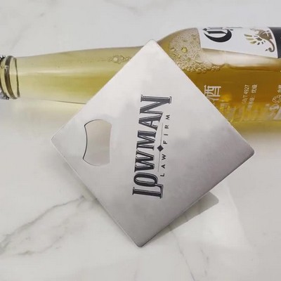 2" 1 Square SS Coaster Bottle Opener