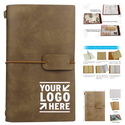 4.72 x 7.87" Travel Journal Vintage Leather Refillable Lined Notebook