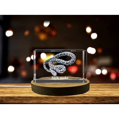 Milk Snake 3D Engraved Crystal Trophy Award w/LED Base Light