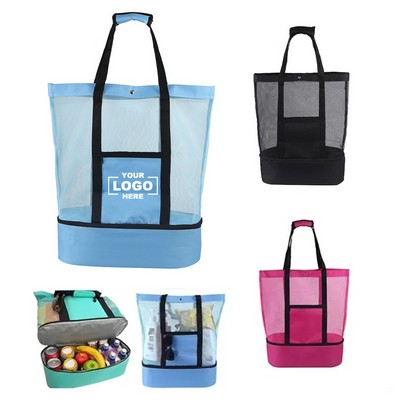 Waterproof Mesh Beach Cooler Tote Bag with Zipper