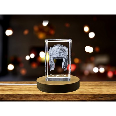 Trapper Hat 3D Engraved Crystal Trophy Award for Nature Lovers