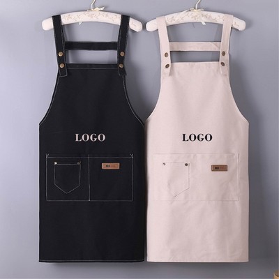 Professional Canvas Bib Apron with Adjustable Cross-Back Straps