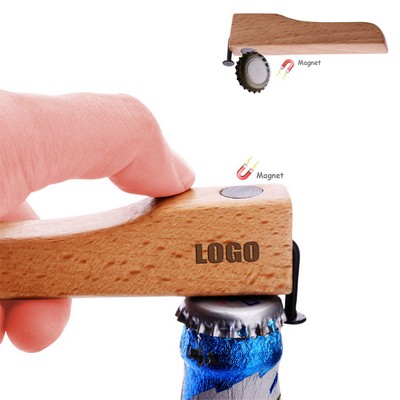 Wood Handle Bottle Opener w/Magnet