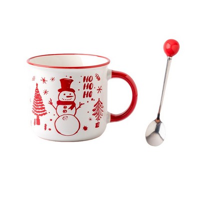 12 Oz. Printed Christmas Mug W/ Spoon - Snowman