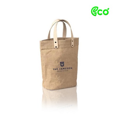 Ecofriendly Jute Gift Bag with Thick Leather Handles