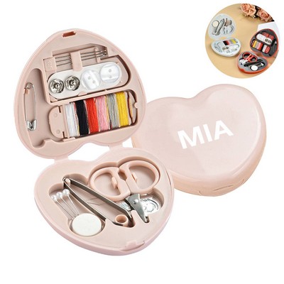 Plastic Mini Heart Shaped Needle and Thread Box Set