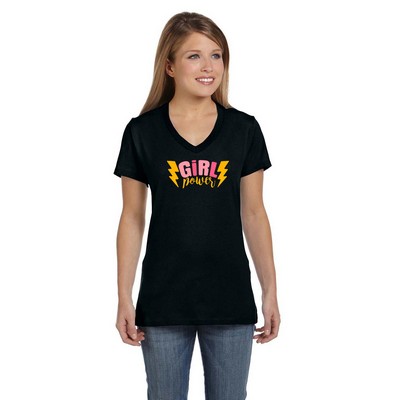 Hanes® Ladies' 4.5 oz., 100% Ringspun Cotton nano-T® V-Neck T-Shirt