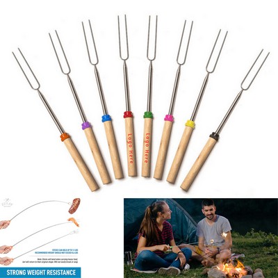 32" Telescopic BBQ Forks With Wooden Handle