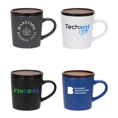 16 oz. Ceramic Mug with Wood Lid