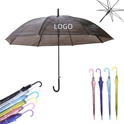 Color Straight Stick Transparent Umbrella
