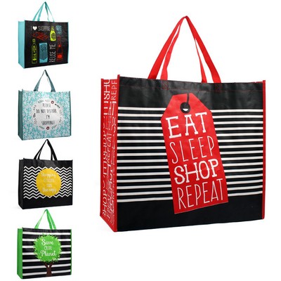 Custom Full Color Laminated Woven Shopper Tote