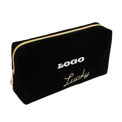 Handheld Velvet Small Square Zipper Makeup Storage Bag