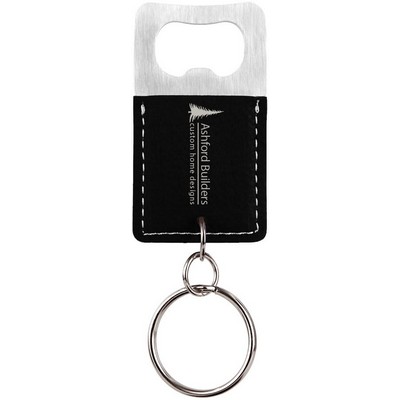 Rectangle Leatherette Bottle Opener Keychain