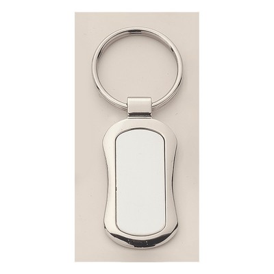Polished Key Ring w/Matte Engravable Insert