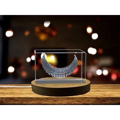 Oncilla Plastron Necklace 3D Engraved Crystal Trophy - Artistic Wildcat Pendant