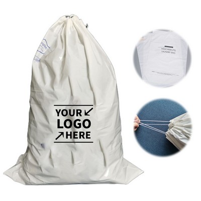 Disposable Plastic Dustproof Hotel Laundry Bag W/ Drawstring