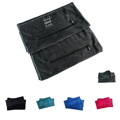 Quick Dry Fitness Towel w/ Zippered Pocket