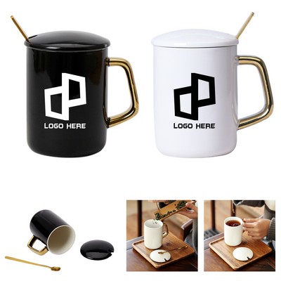 13Oz Ceramic Mug W/ Gold Handle