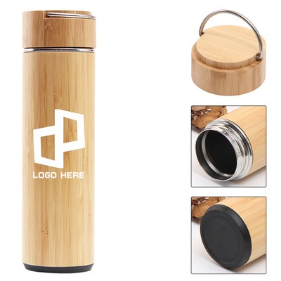 16Oz Vacuum Bamboo Bottle W/ Removable Infuser