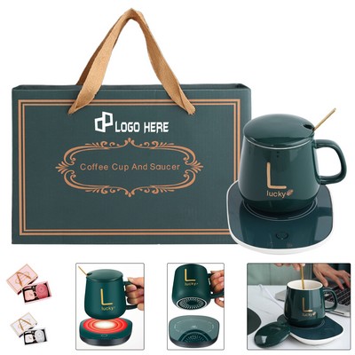 16Oz Ceramic Mug W/ Heating Coasters