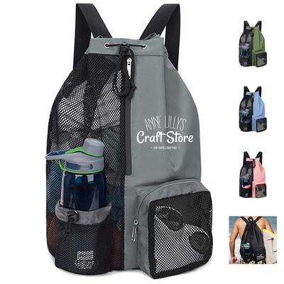 Drawstring Backpack with Wet Pocket