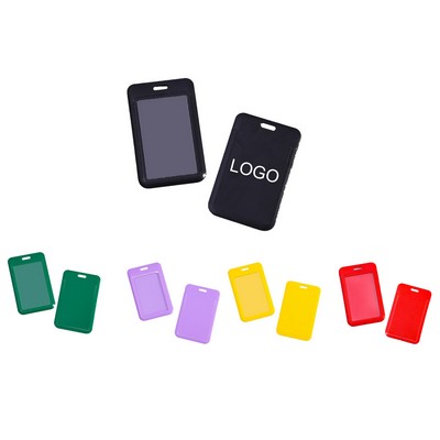 Vertical Sliding ID Badge Holder Hard Plastic Card Case w/Clear Window 3"x 4"