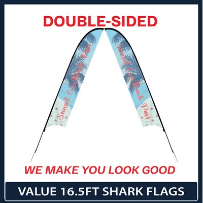 Value 16.5' Shark Flag - Double Sided w/Spike Base and Carry Bag