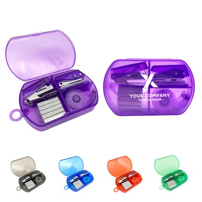 Mini Office Desk Set with Stapler, Puncher, Tape Holder and Staples