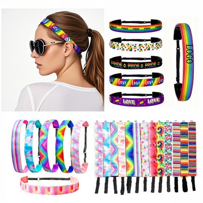 LGBT Pride Rainbow Adjustable Strechable Headband Non Slip Sweatband Absorption Hairband