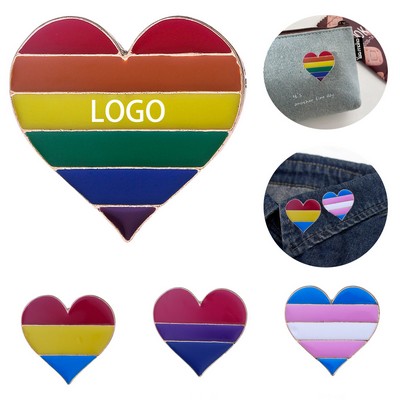 Custom Rainbow Pride Heart Lapel Pin