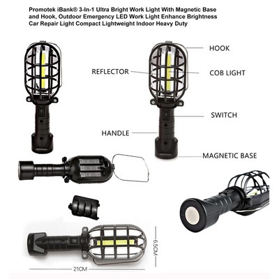 iBank ® 3-In-1 Ultra Bright Work Light With Magnetic Base and Hook