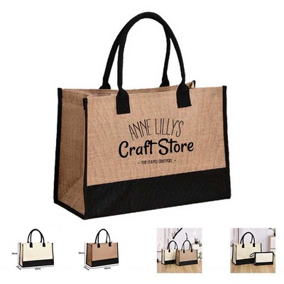 Linen Canvas Beach Bag